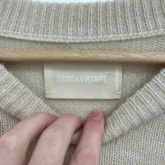 Zadig & Voltaire Markus Cashmere Heart Devil Designer Crew Neck Sweater Medium - Picture 6 of 14